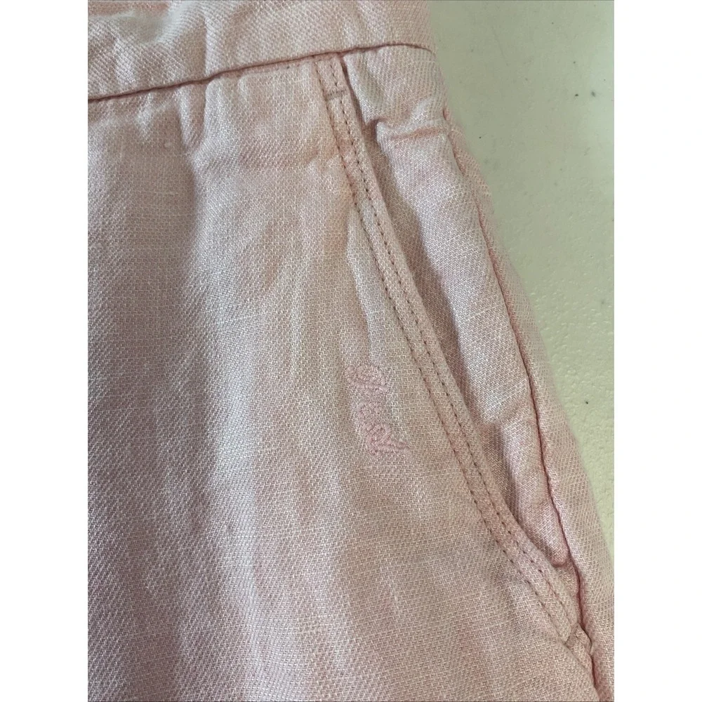 Porter & Ash Mens Linen Pant Chino Pink Drawstring Button W32 Casual Travel Rare